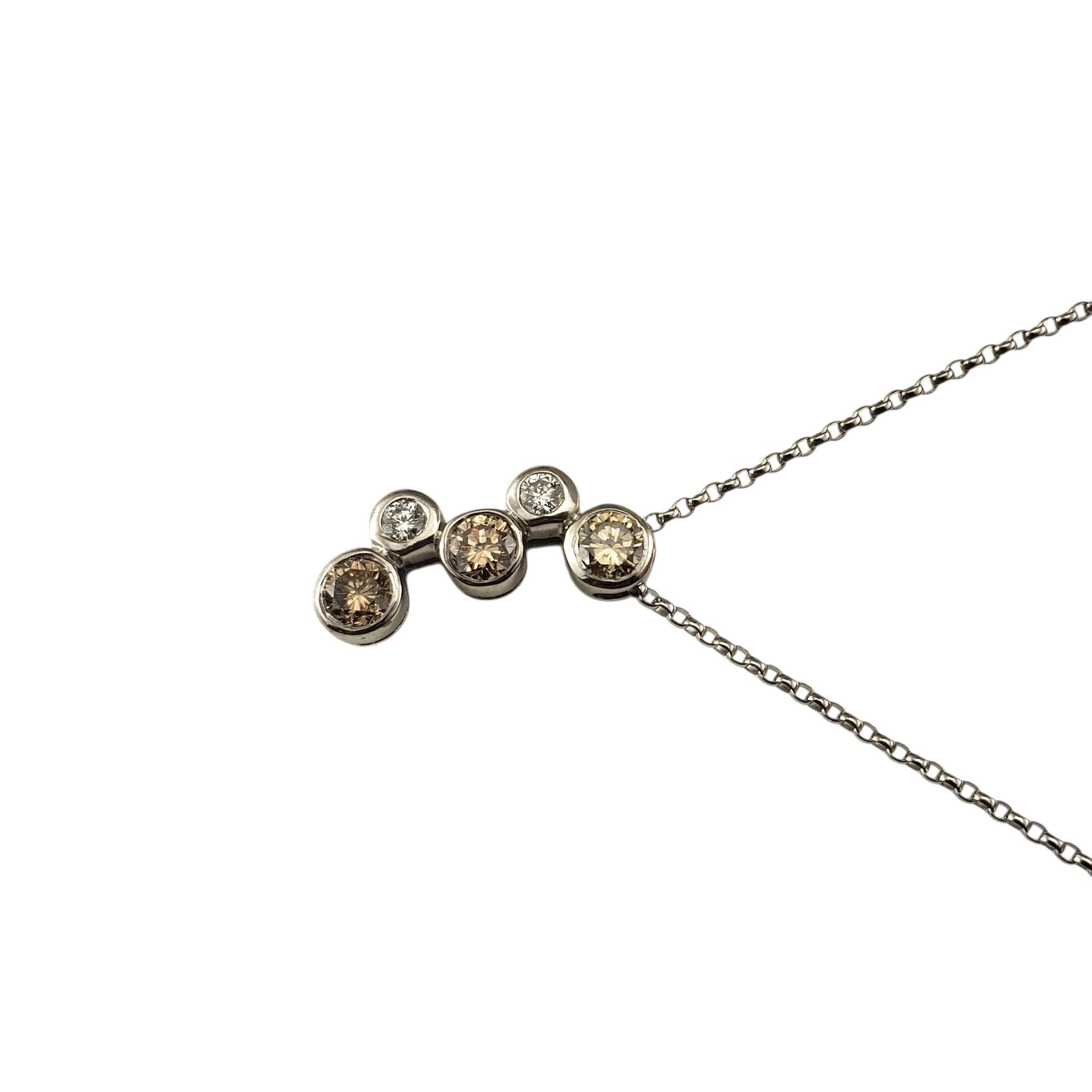 14K Weißgold Champagner und weißer Diamant-Anhänger Halskette #22924 (Rundschliff) im Angebot