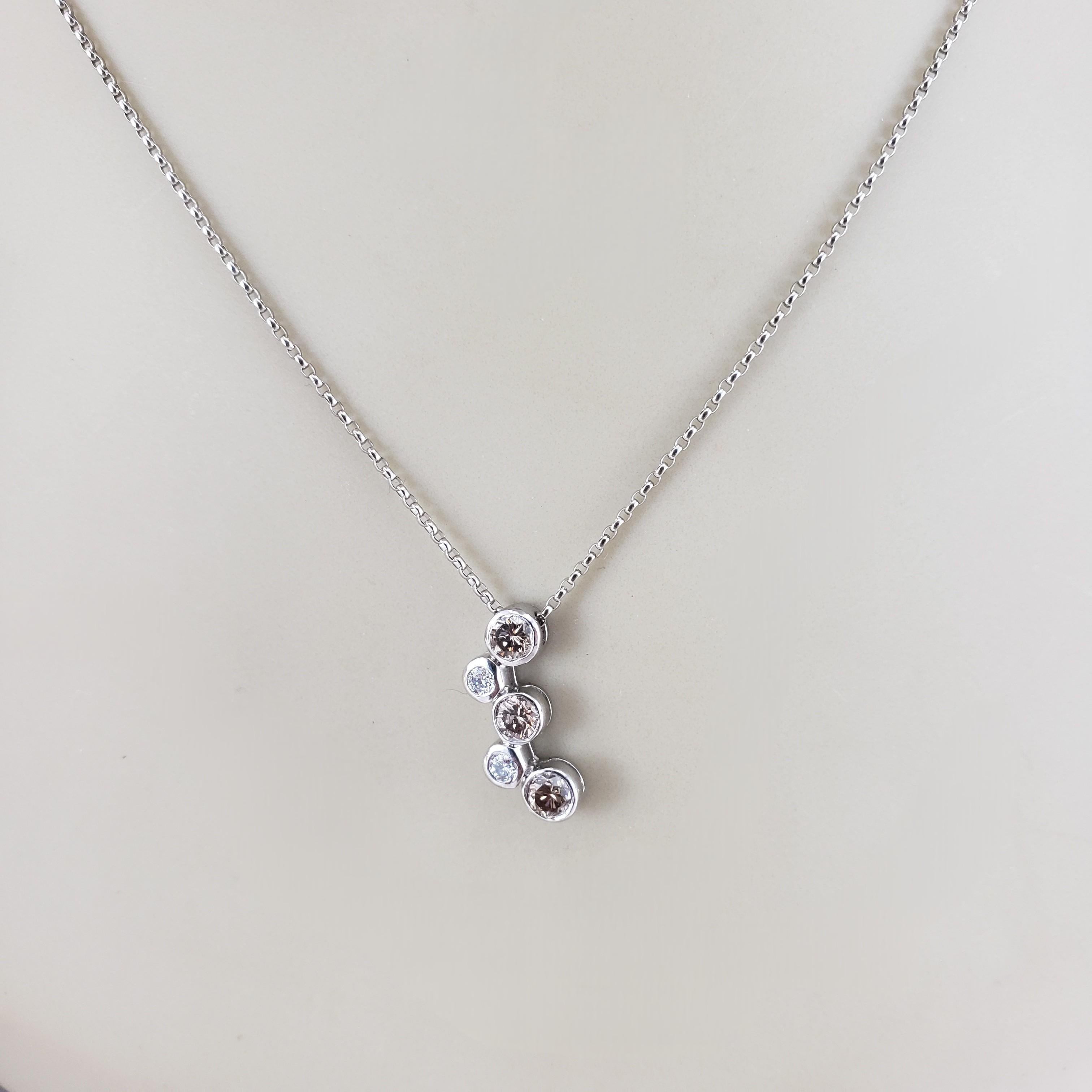 14K Weißgold Champagner und weißer Diamant-Anhänger Halskette #22924 im Angebot 2