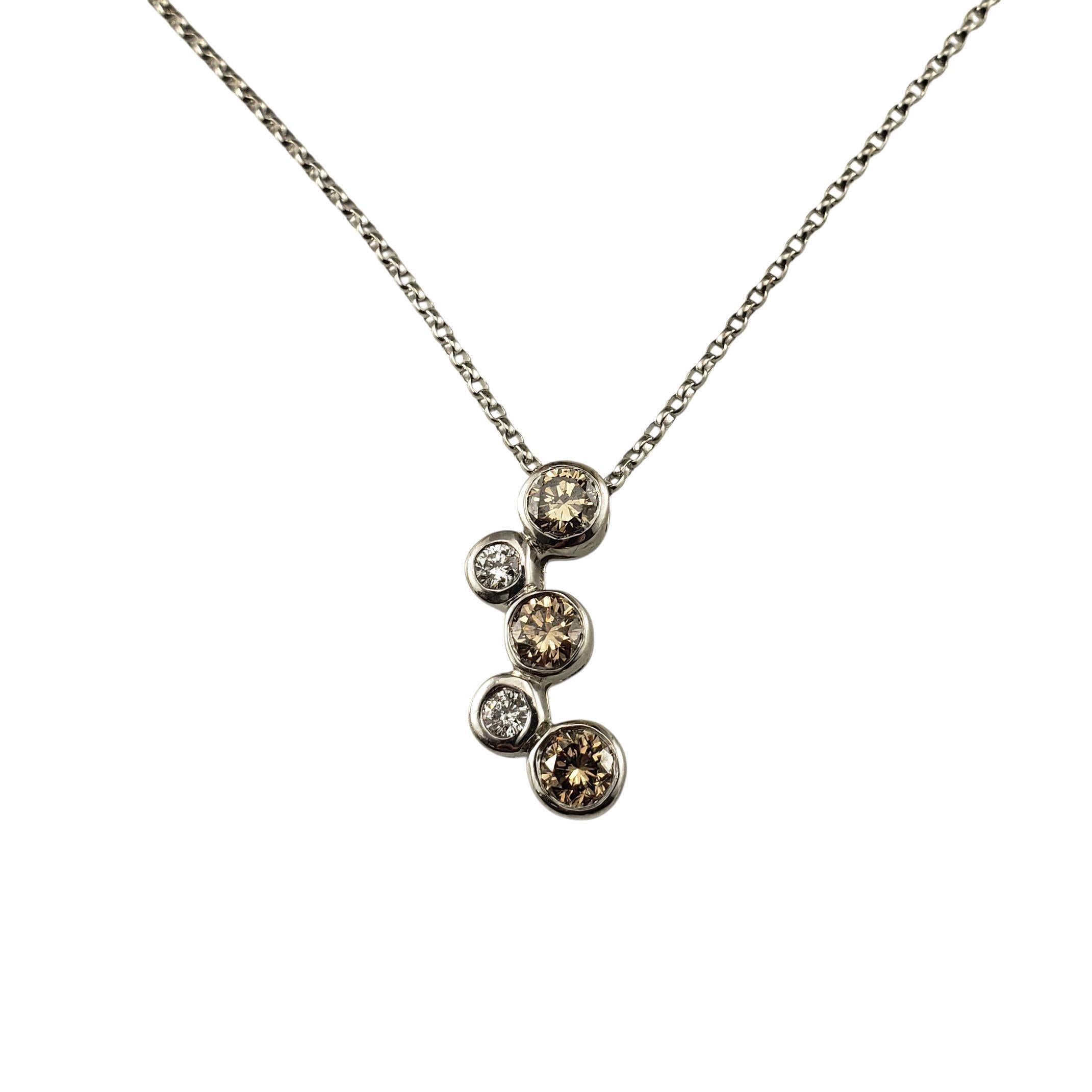 14K Weißgold Champagner und weißer Diamant-Anhänger Halskette #22924 im Angebot