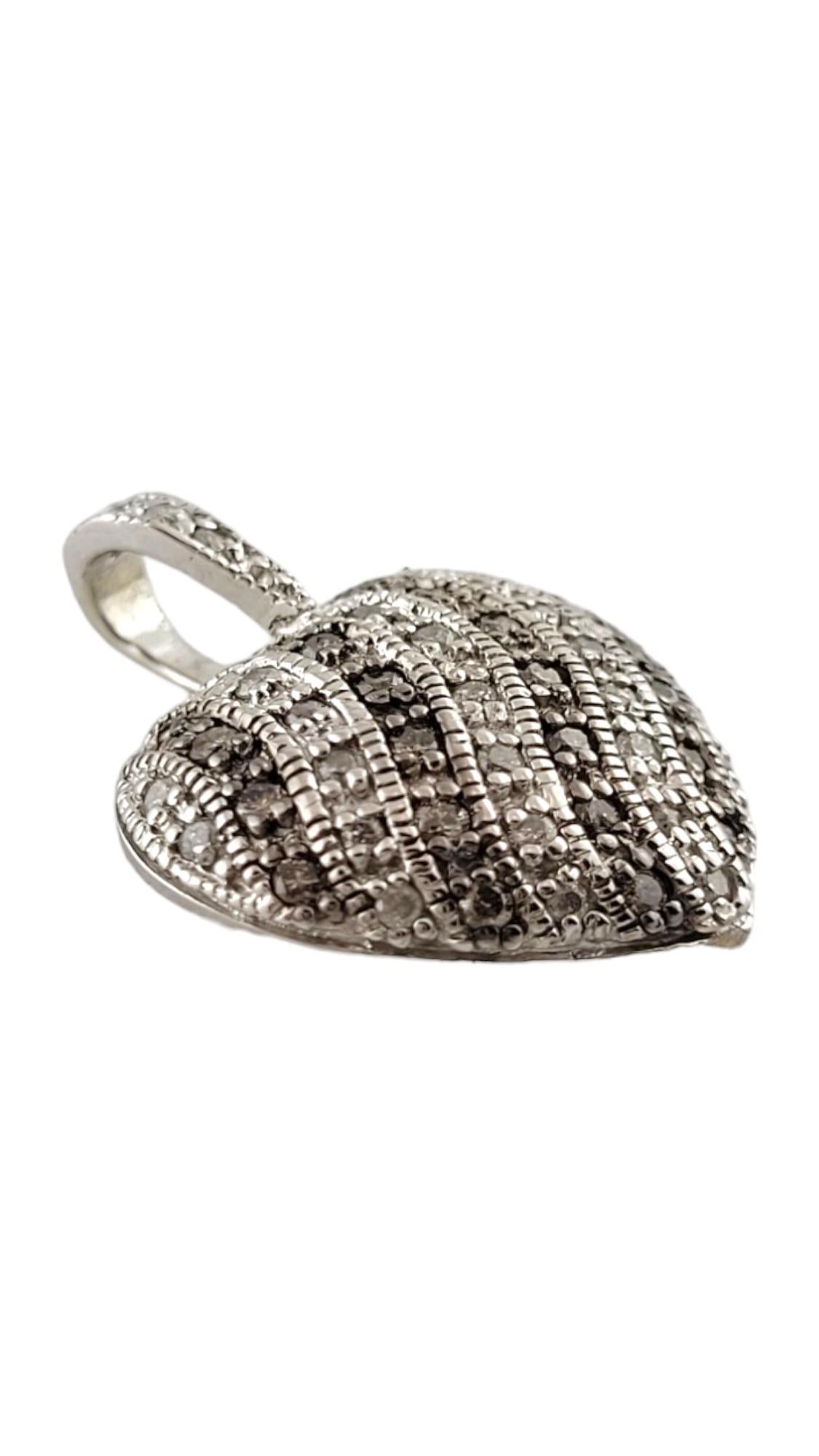 Taglio brillante Ciondolo a cuore gonfio in oro bianco 14K con diamanti bianchi e champagne #18162 in vendita