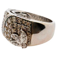 14k White Gold Champagne Colored Diamonds and White Diamonds Ring