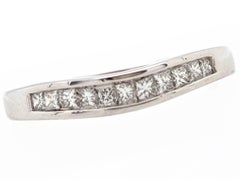 14 Karat White Gold Channel Set .25 Carat Diamond Curved Wedding Band Ring