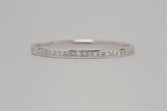 14k White Gold Channel Set Bangle with Princess Cut Diamonds, 6.25 Carats