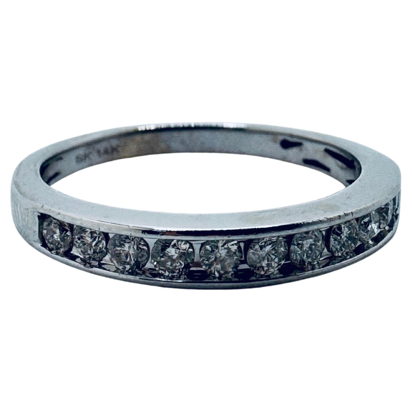 14K Weißgold Channel-Set Diamantband