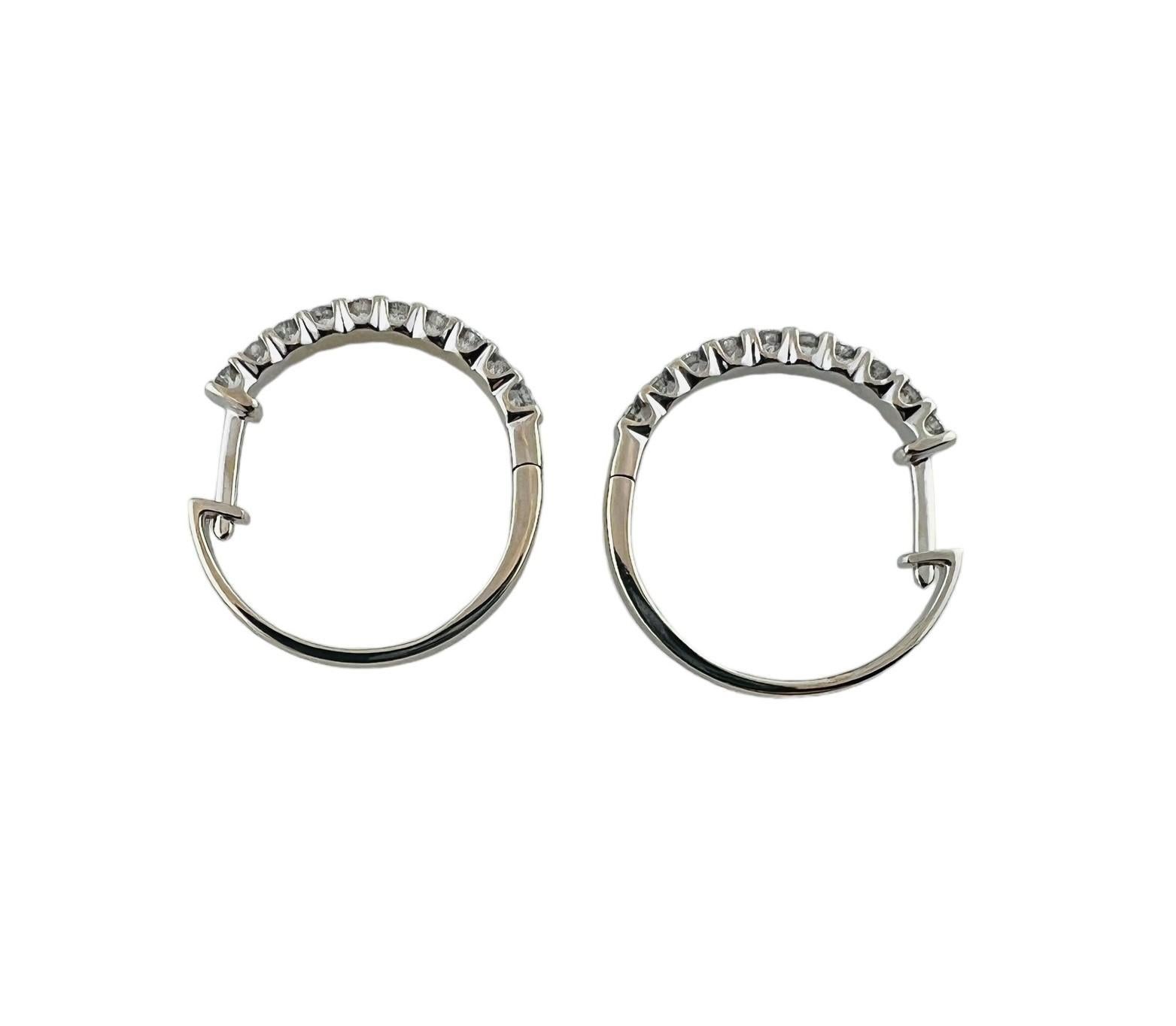 Brilliant Cut 14K White Gold Channel Set Diamond Hoop Earrings #16584 For Sale