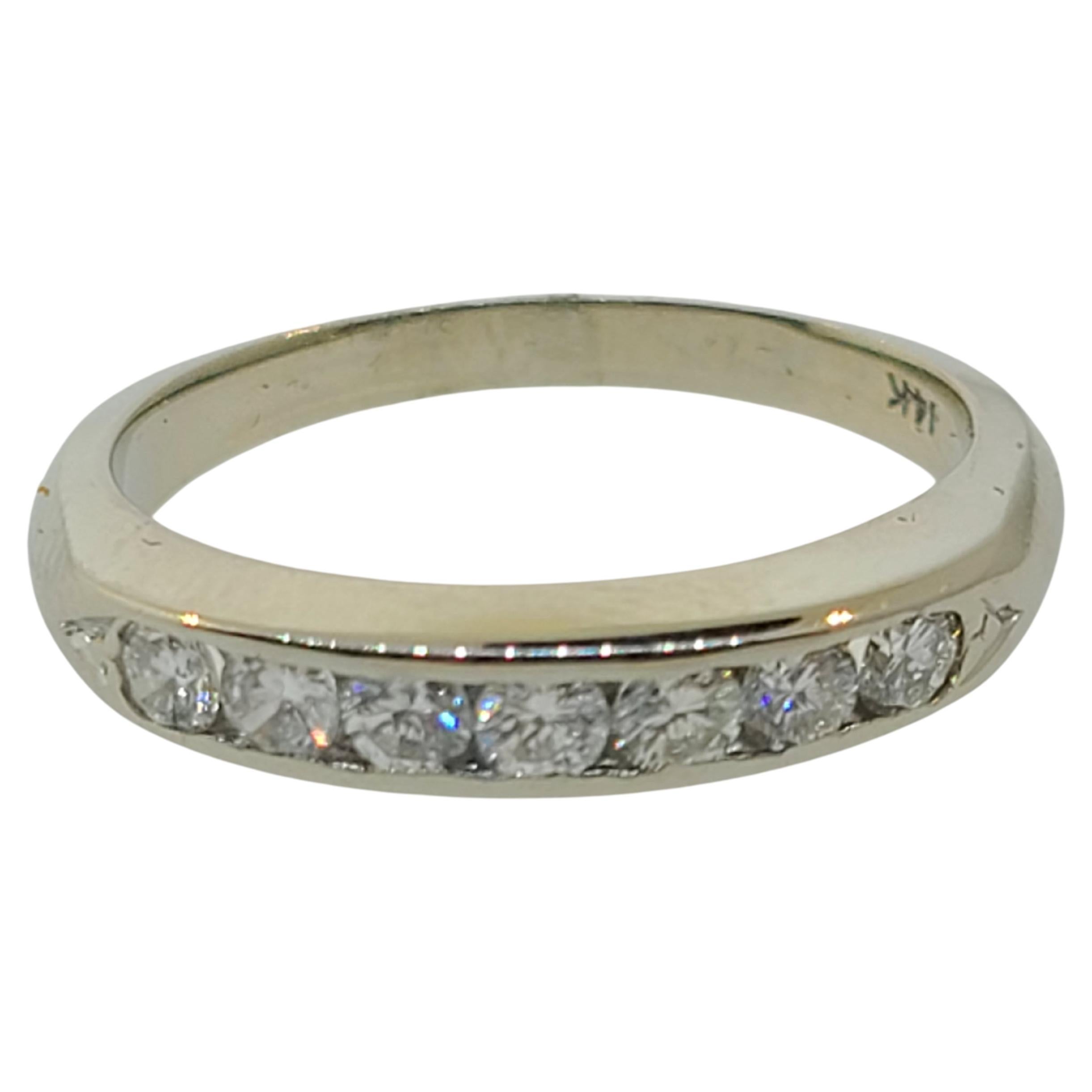 14K Diamond Double Row Channel Set Eternity Band White Gold For Sale at