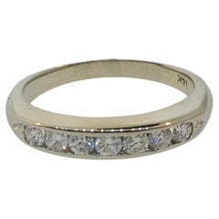 Vintage 14k White Gold Channel Set Diamond Wedding Band