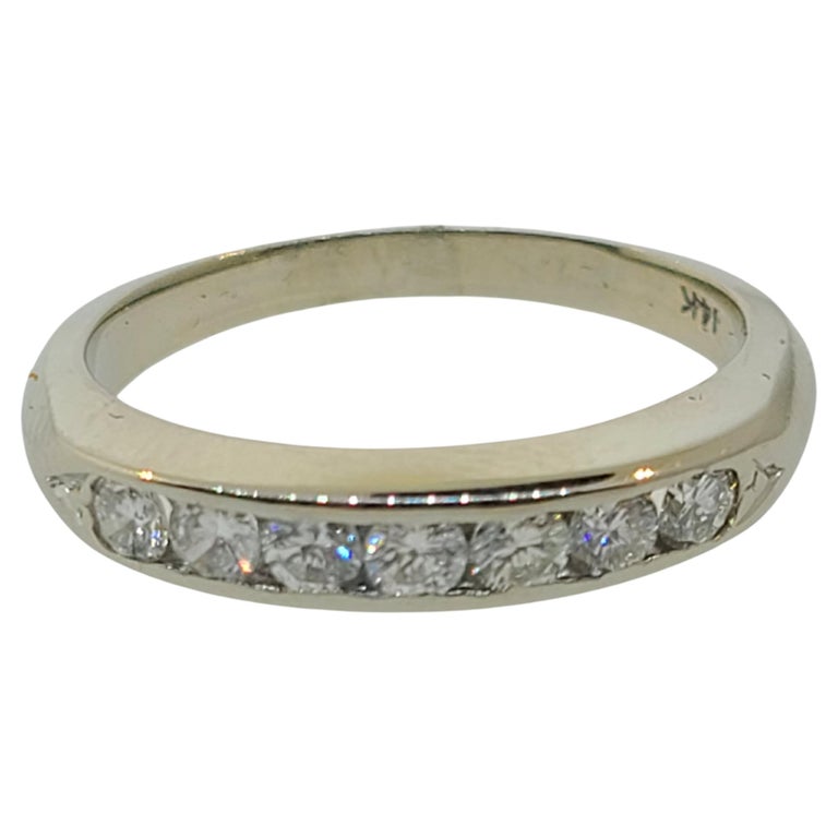 14k White Gold Channel Set Diamond Wedding Band For Sale at 1stDibs