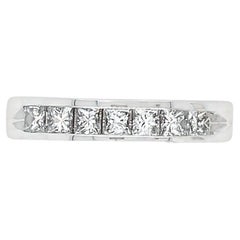 14K White Gold Channel Set Princess Cut Diamond Wedding Band