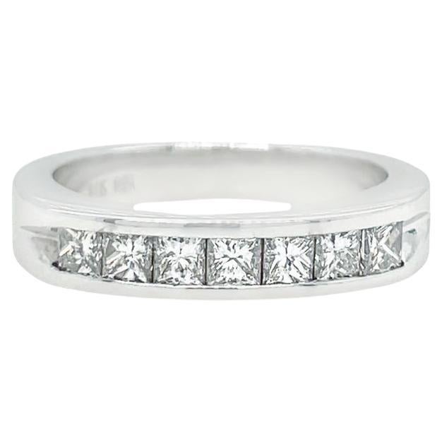 14K White Gold Channel Set Princess Cut Diamond Wedding Band