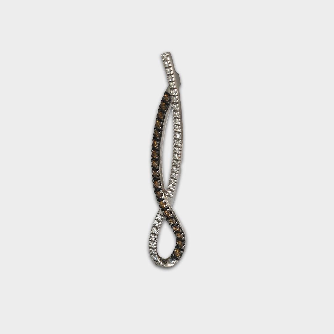 Round Cut 14K White Gold Chocolate Diamond Infinity Pendant 0.50 ct For Sale