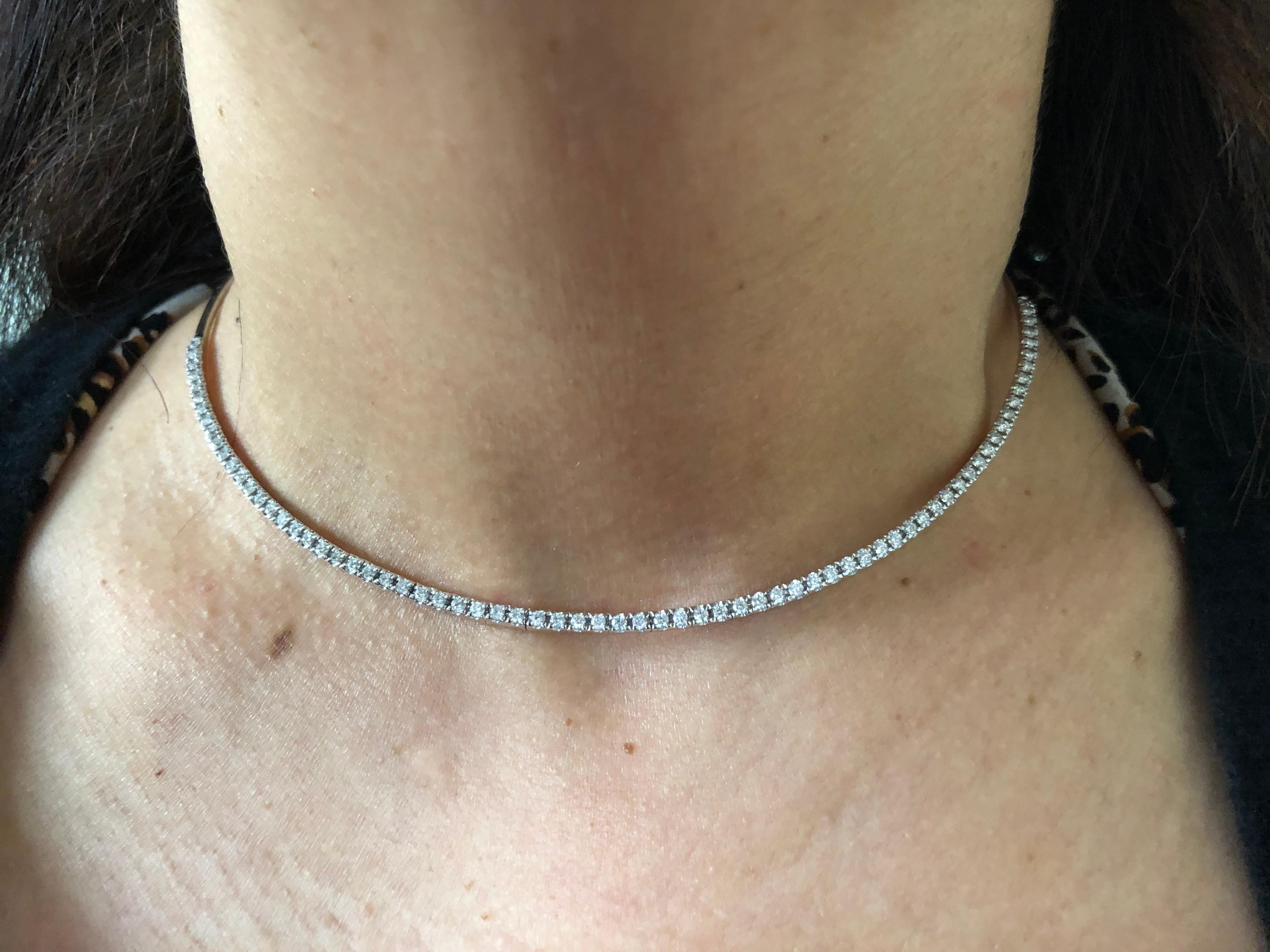 14k white gold choker necklace