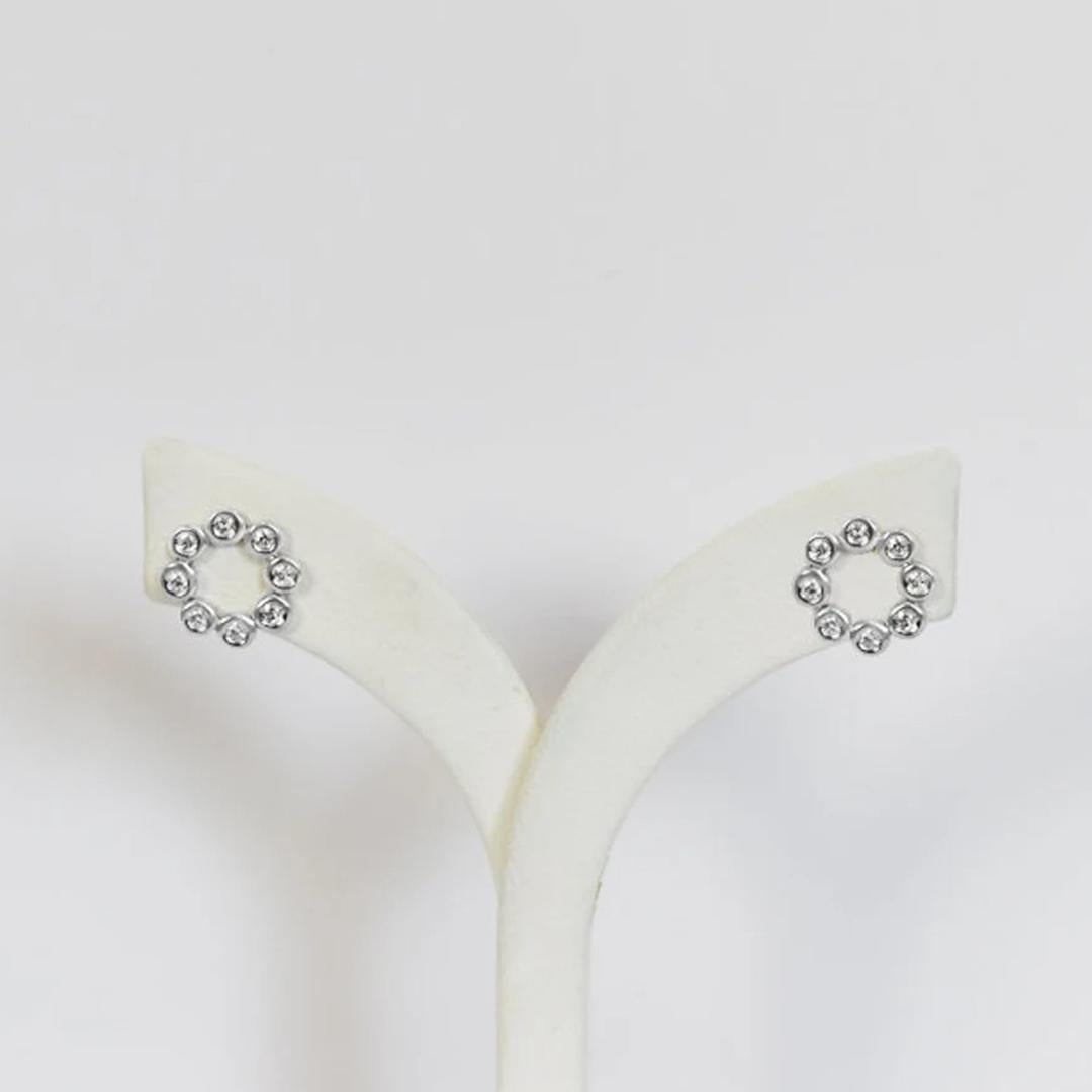 Women's or Men's 14k Gold Circle Earrings Diamond Circle Stud Earrings Floral Stud Earrings For Sale
