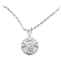 14K White Gold Circular Diamond Pendant
