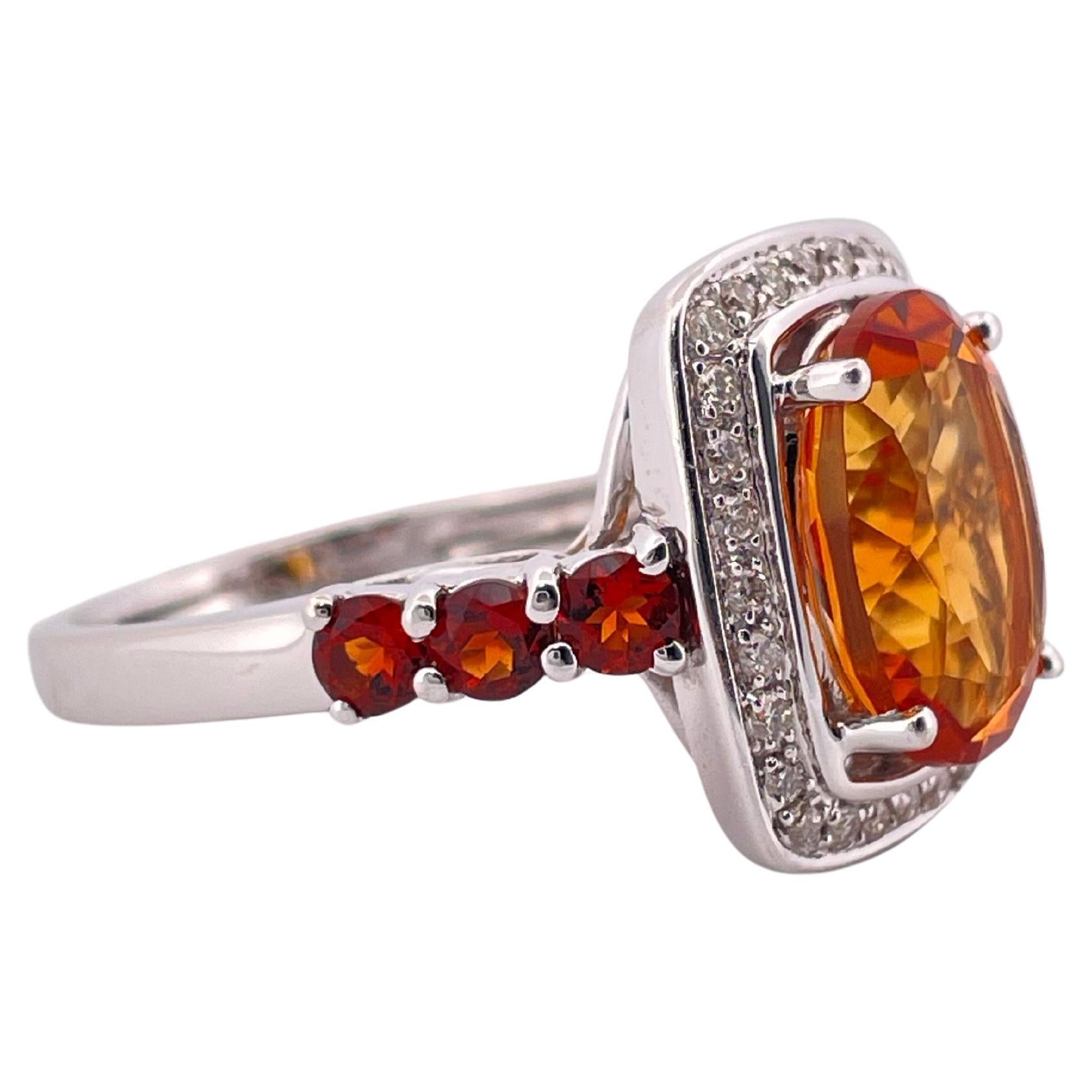 14k Weißgold Citrin & Diamant Ring im Zustand „Hervorragend“ im Angebot in Sewickley, PA