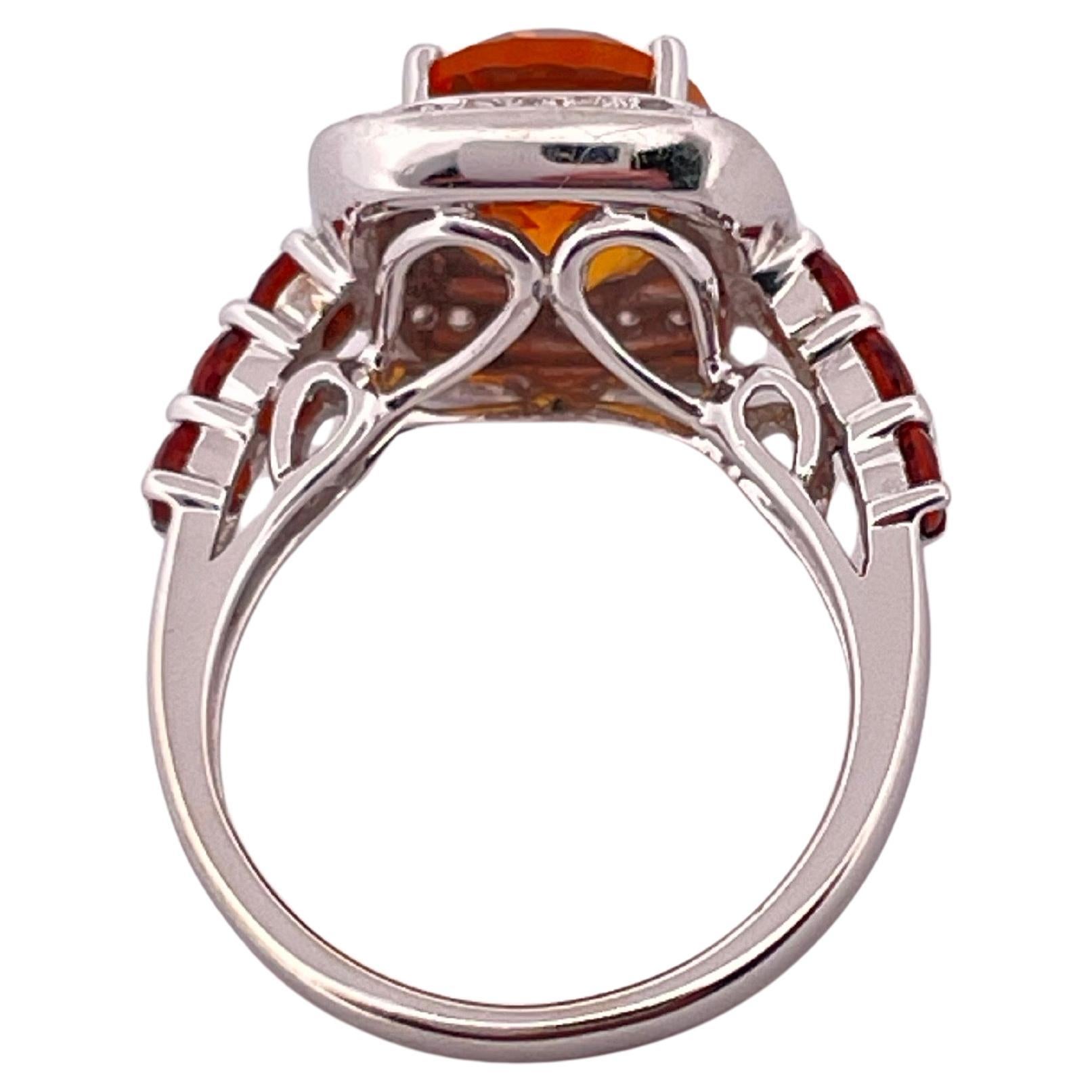 14k Weißgold Citrin & Diamant Ring für Damen oder Herren im Angebot