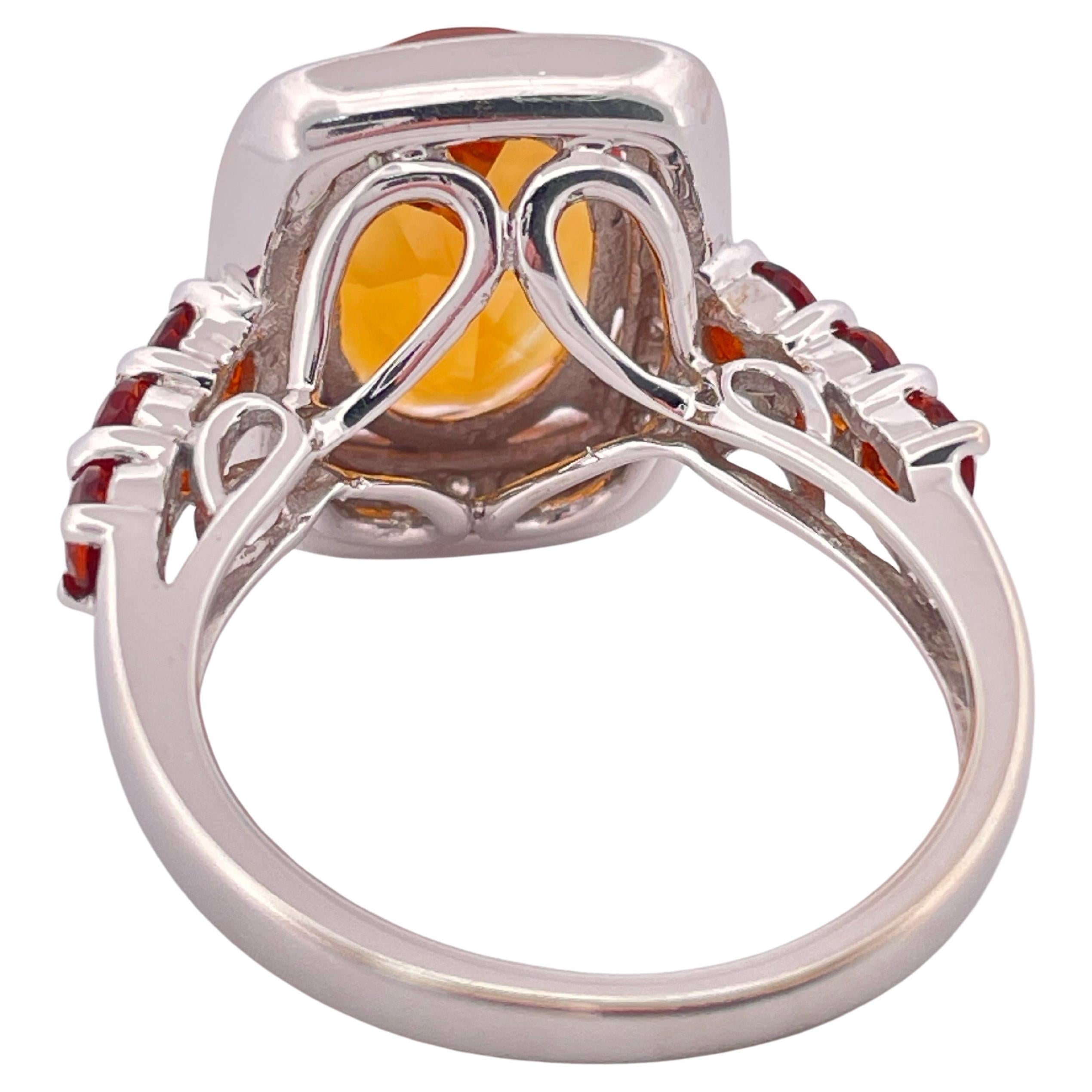 14k Weißgold Citrin & Diamant Ring im Angebot 2