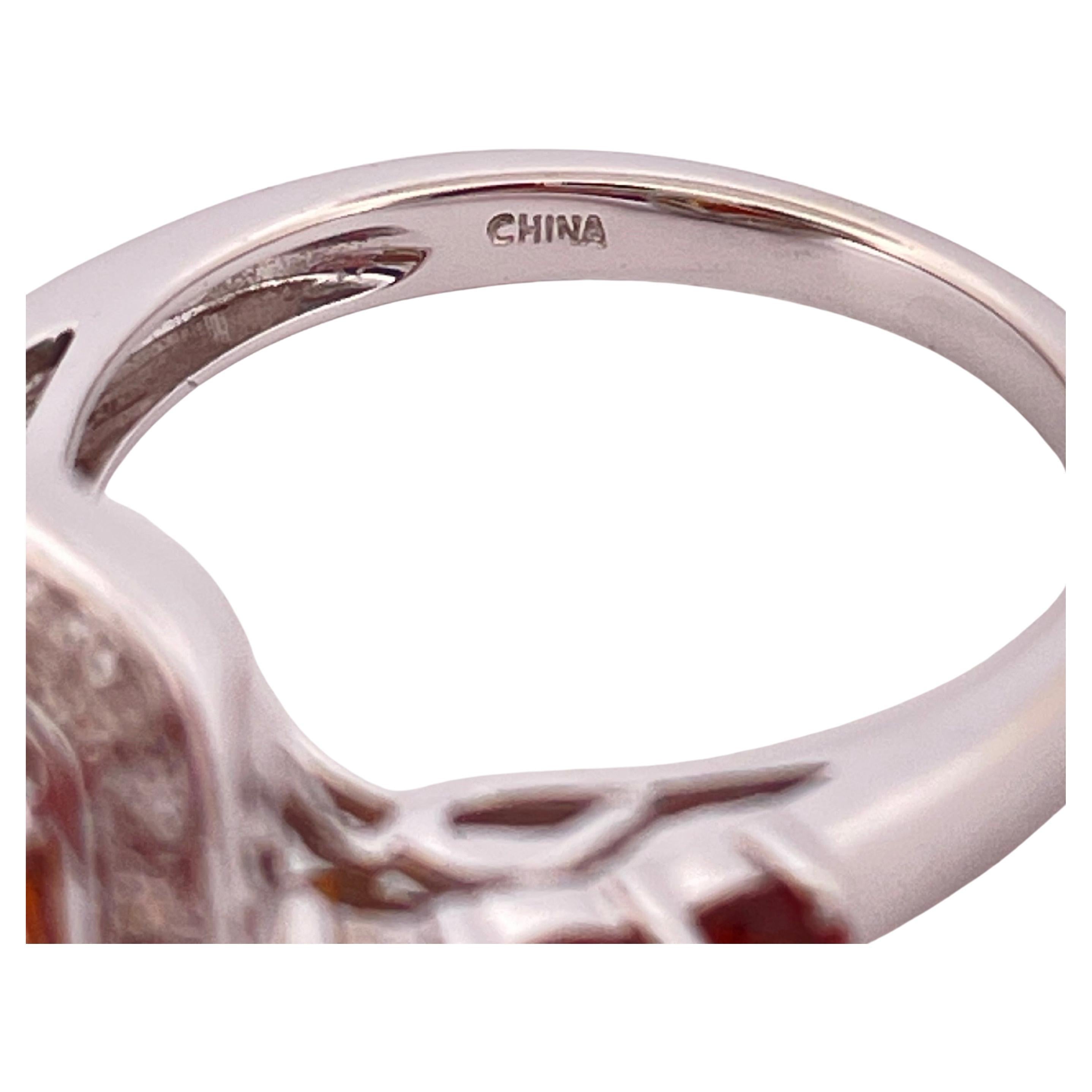 14k Weißgold Citrin & Diamant Ring im Angebot 4