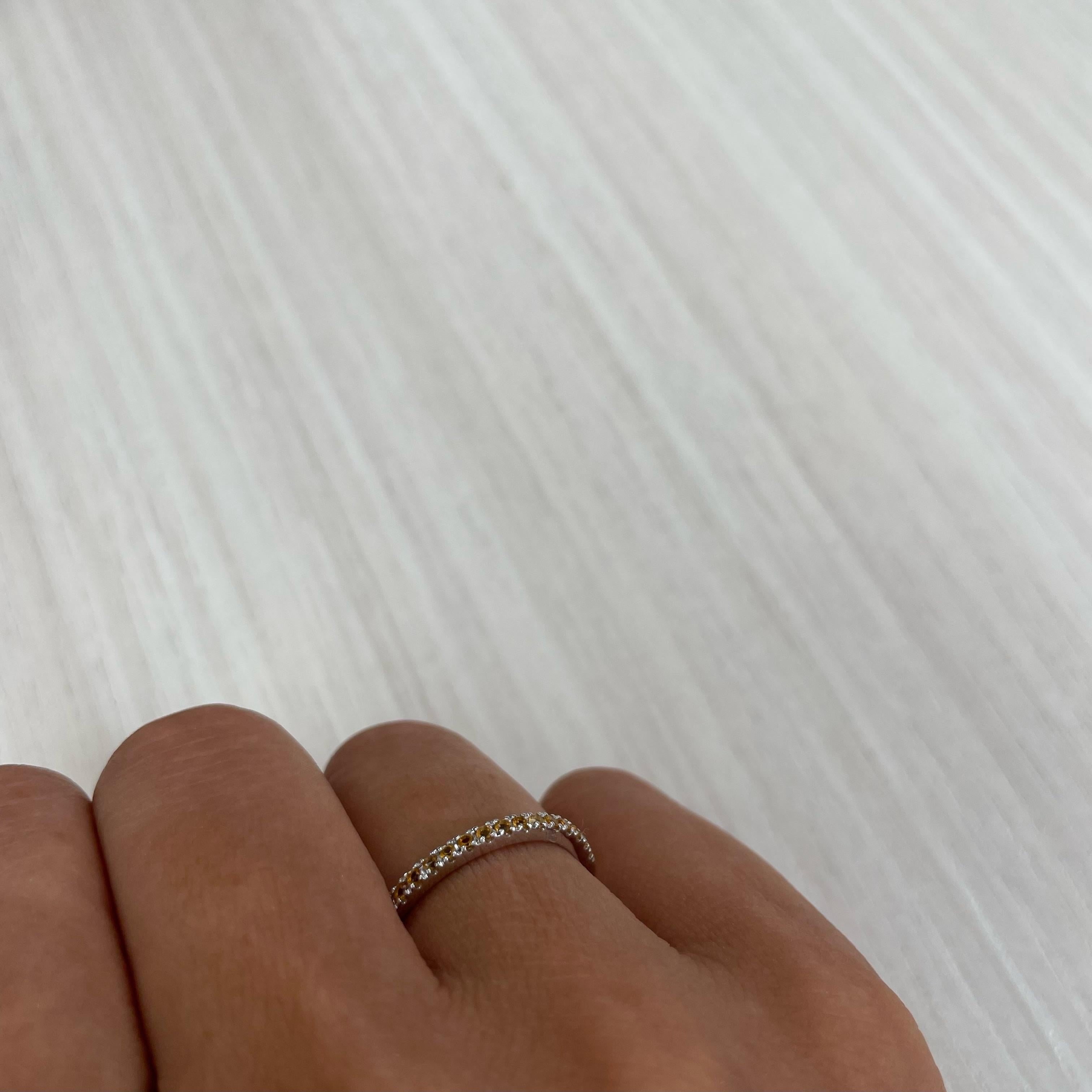 Contemporary 14K White Gold Citrine Half-Way Around Band for Her For Sale