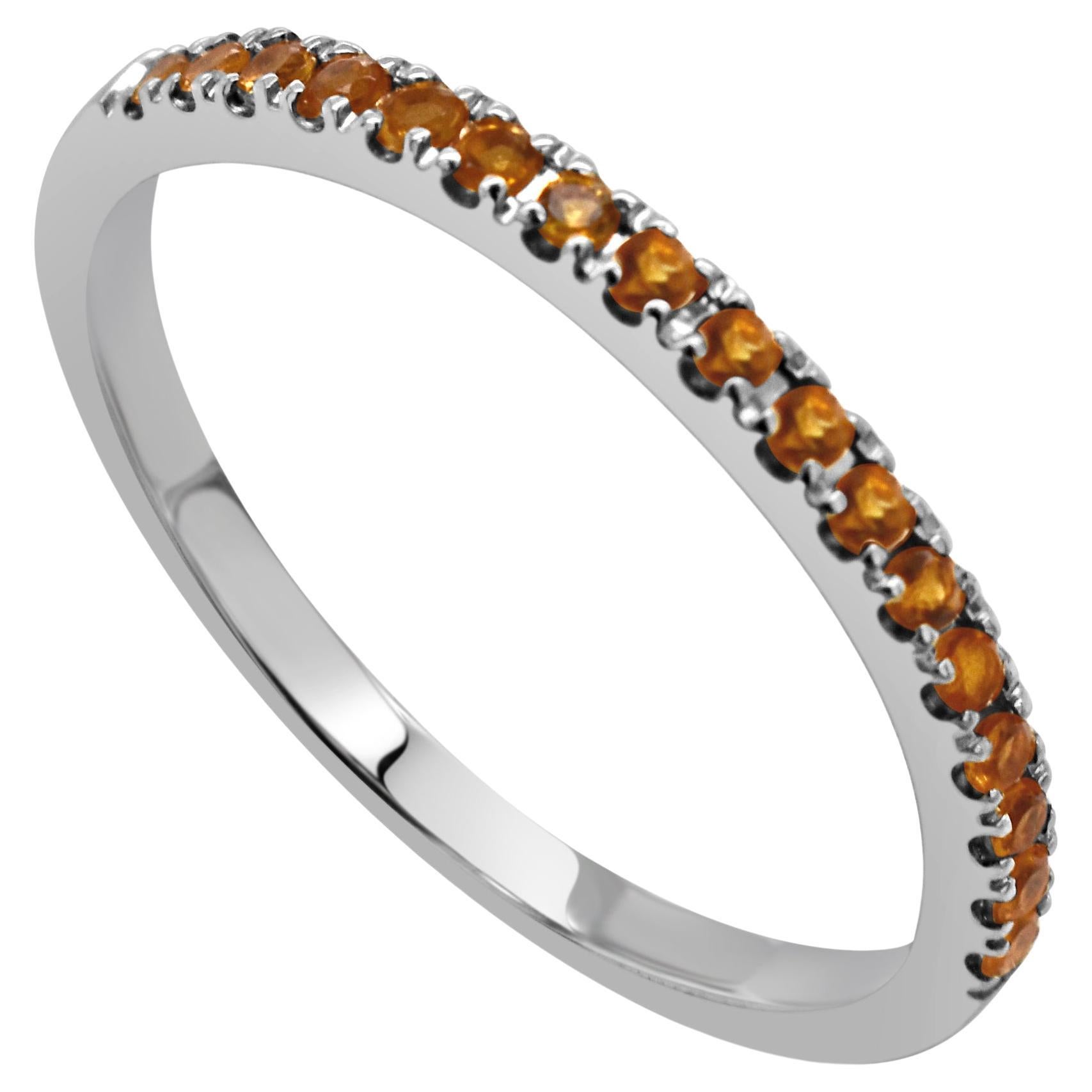 14K White Gold Citrine Half-Way Around Band for Her For Sale