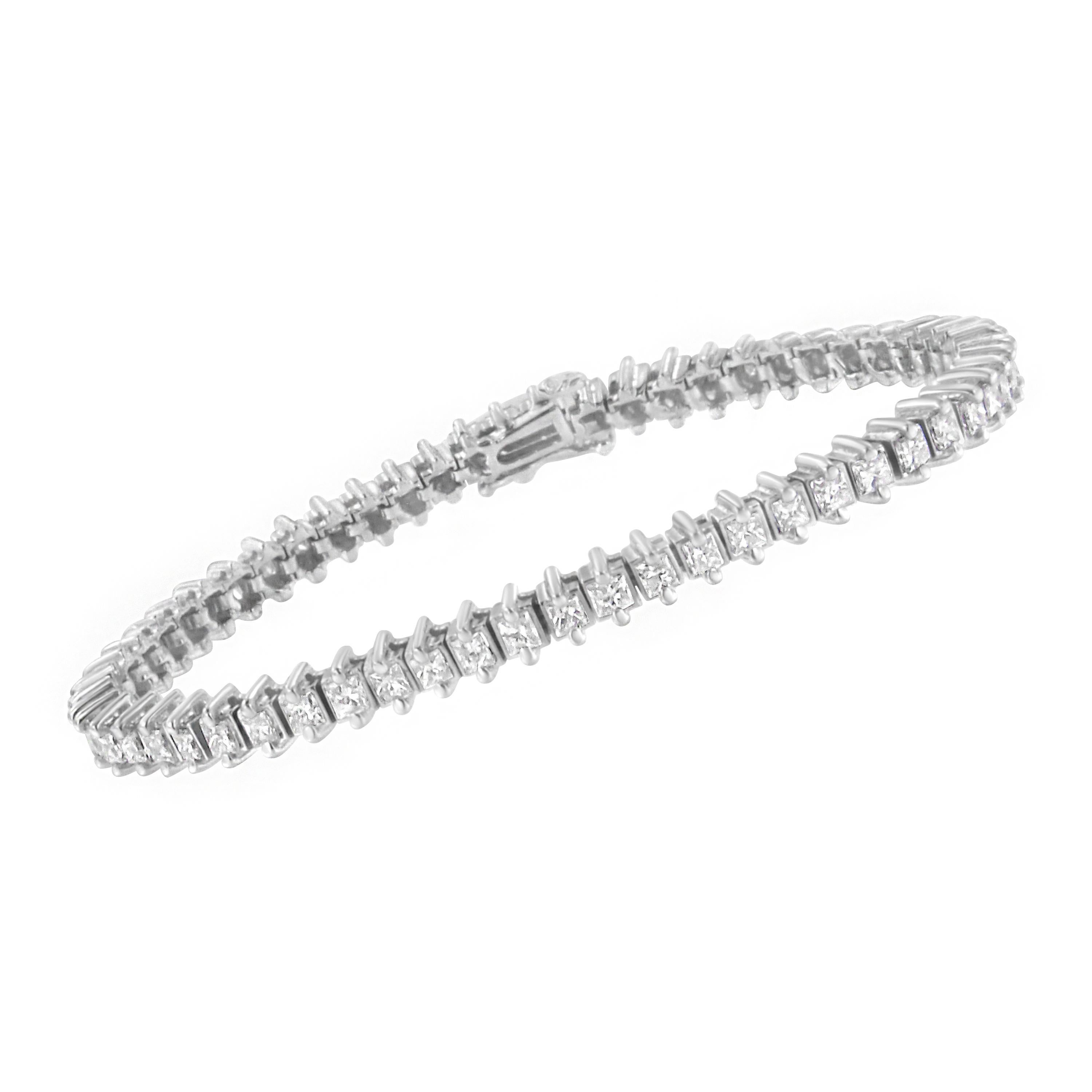 Prinzessinnen-Diamant-Tennisarmband aus 18 Karat Weißgold mit Reinheitsverstärkung (Moderne)