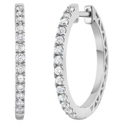 14K White Gold Classic Diamond Hoop Earrings