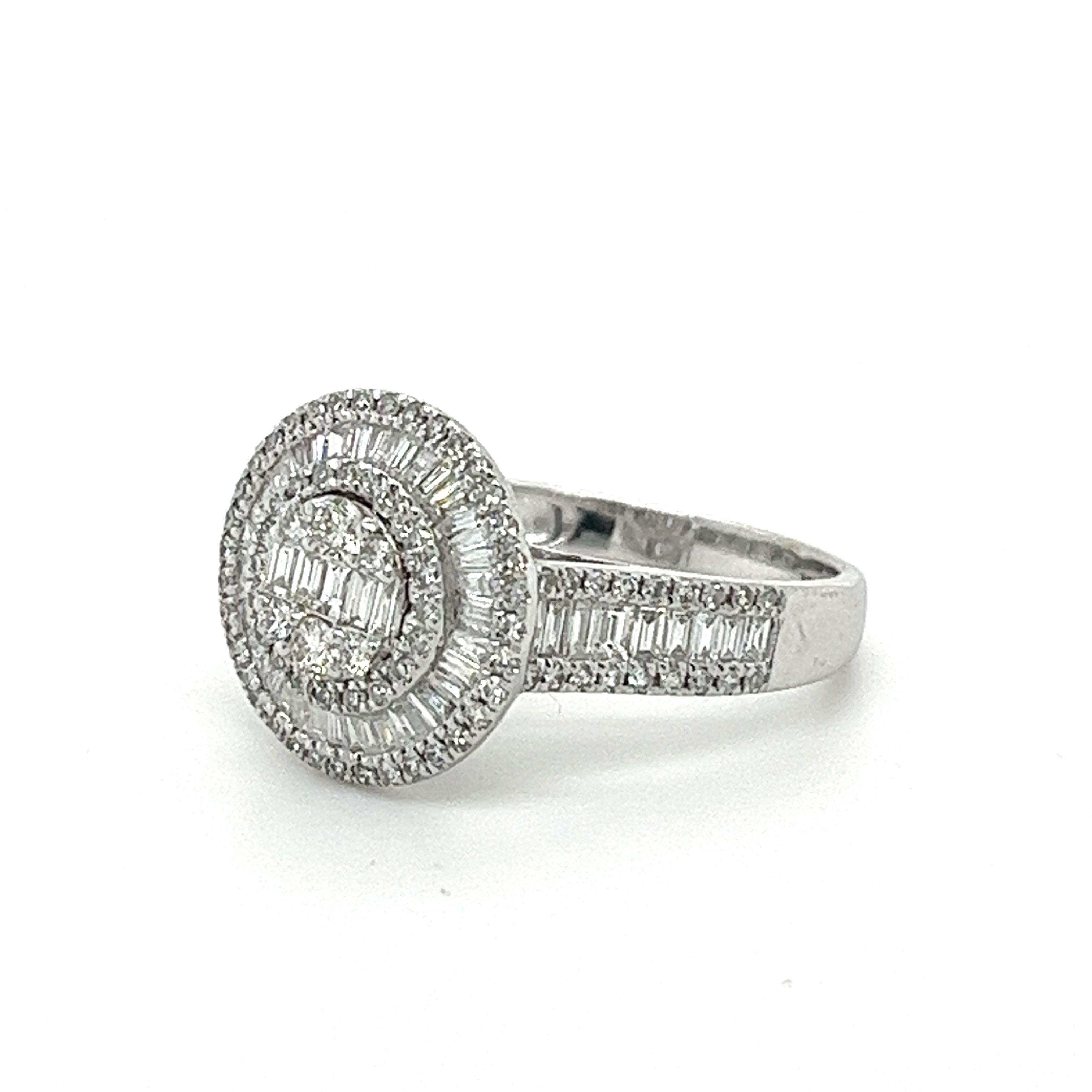 14K White Gold Classic Lover's Diamond Ring

14K Gold - 3.474 GM
169 Diamonds - 1.07 CT

The 14K white gold 