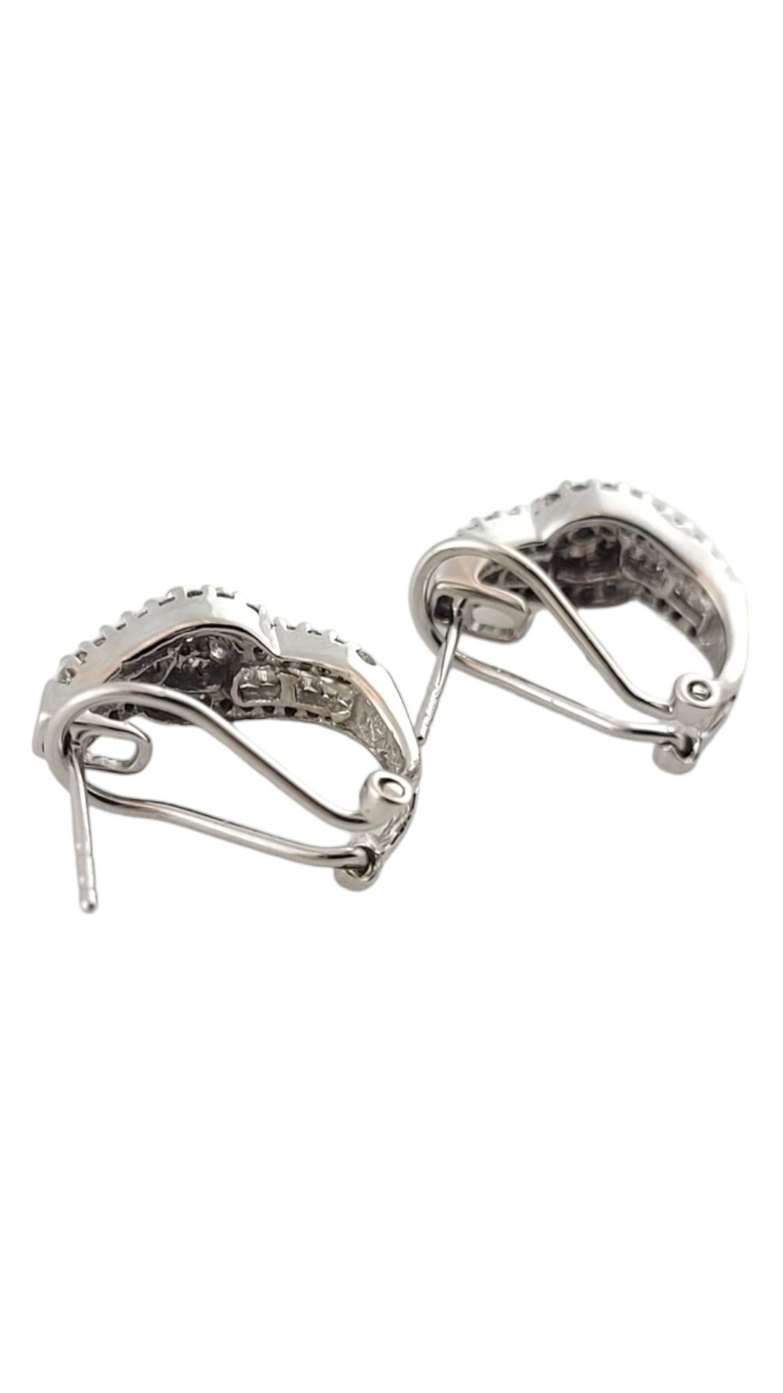 Women's 14K White Gold Cluster Diamond Hoop Earrings #16251 For Sale