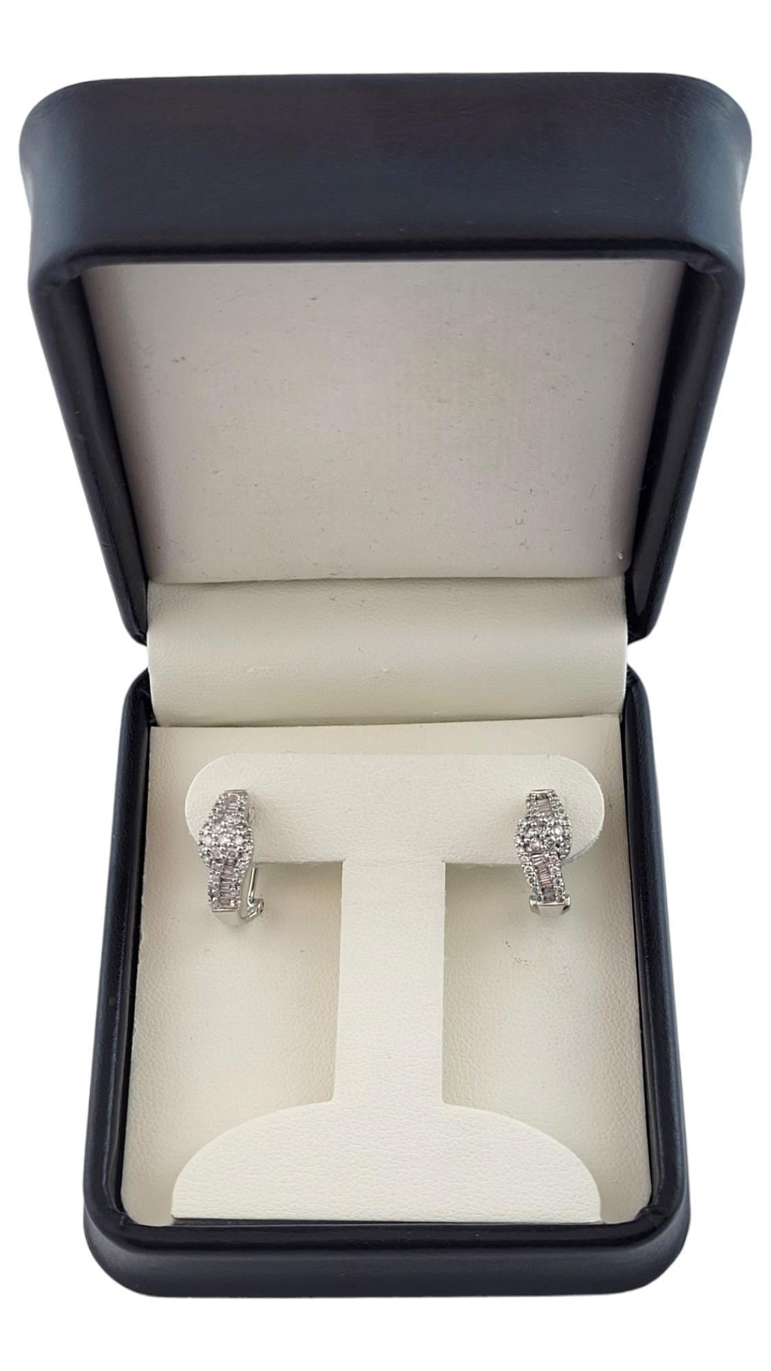 14K White Gold Cluster Diamond Hoop Earrings #16251 For Sale 3