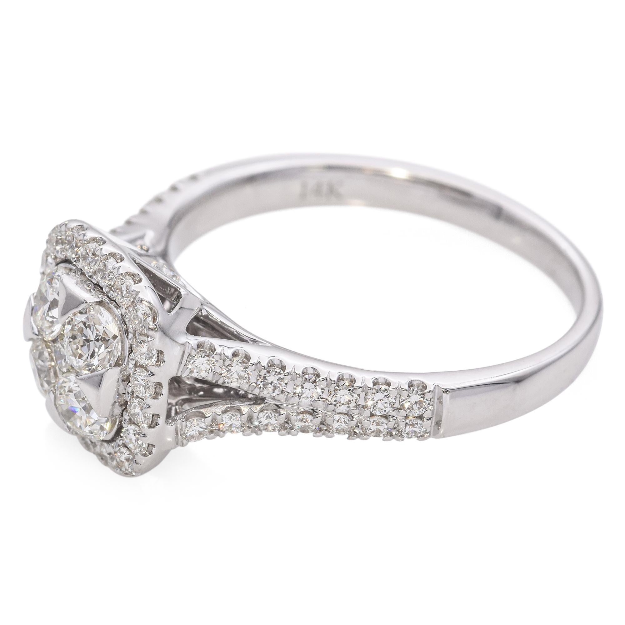 14 Karat Weißgold Cluster-Diamantring im Zustand „Gut“ im Angebot in New York, NY