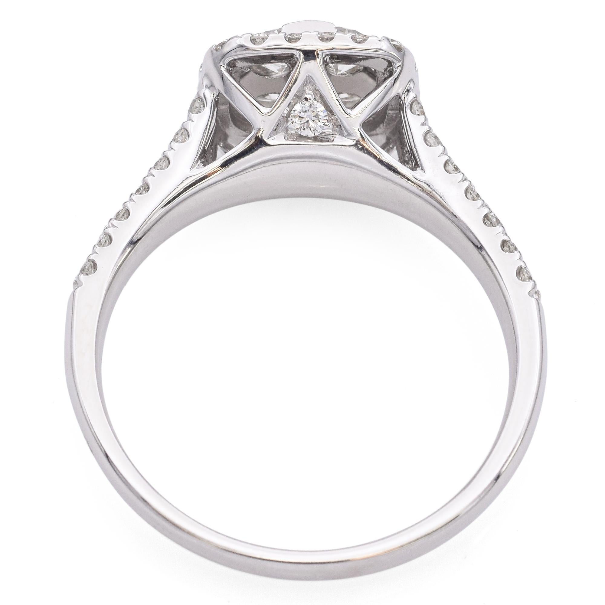 14 Karat Weißgold Cluster-Diamantring Damen im Angebot