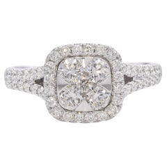 14k White Gold Cluster Diamond Ring