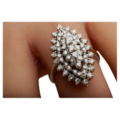14k White Gold Cluster Diamond Ring