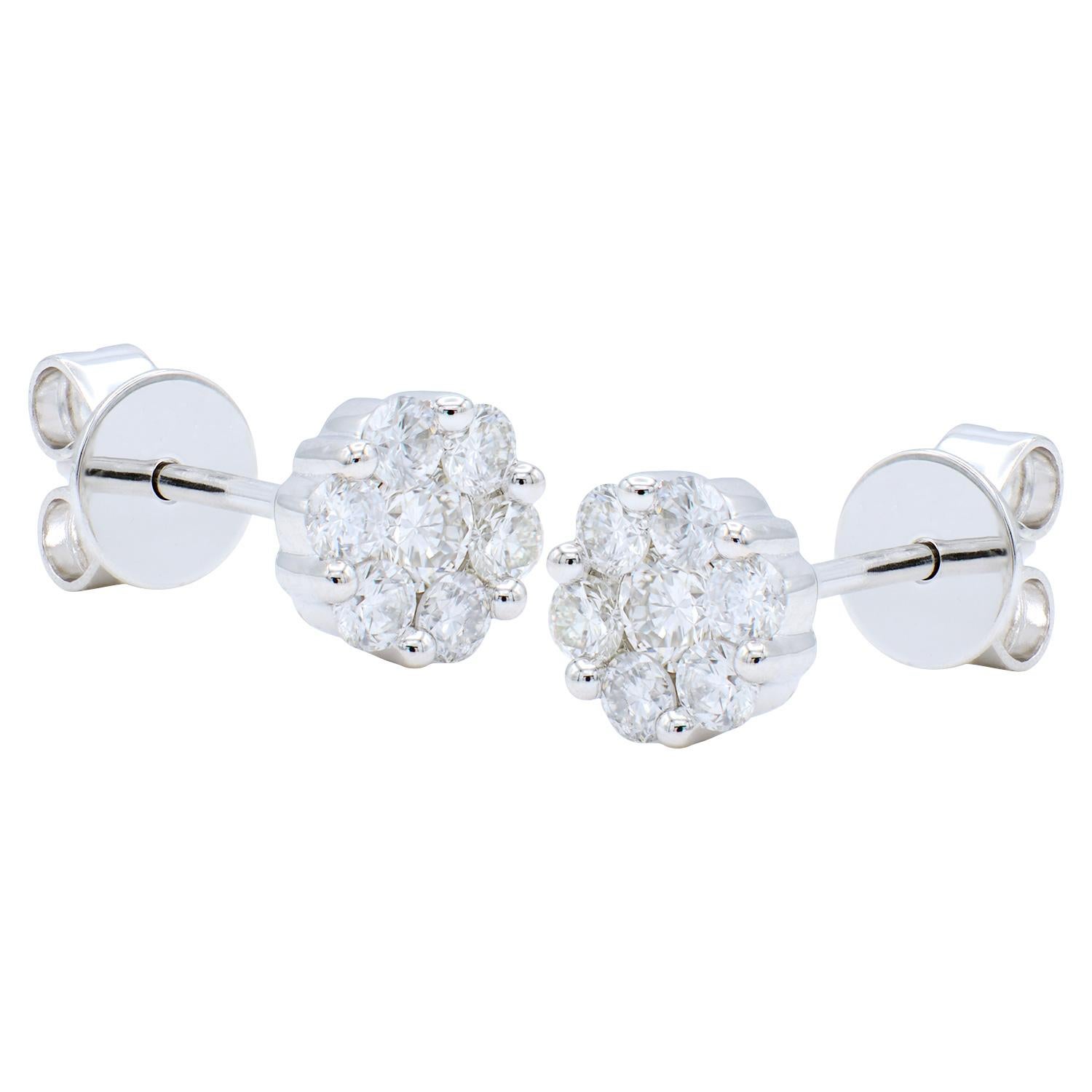 Broches de diamantes en racimo de oro blanco de 14 quilates B Contemporáneo en venta