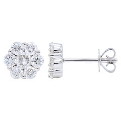 14K White Gold Cluster Diamond Studs C