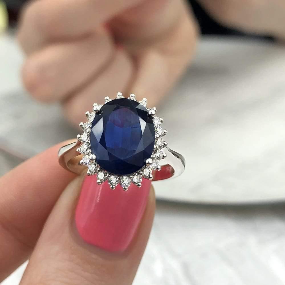 For Sale:  14k White Gold Cocktail Ring with 4.20ct Natural Blue Sapphire and 0.75ct Diamon 2