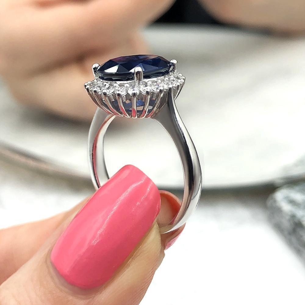 For Sale:  14k White Gold Cocktail Ring with 4.20ct Natural Blue Sapphire and 0.75ct Diamon 3