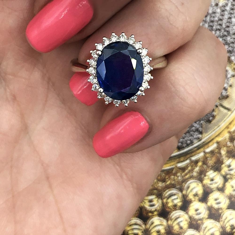For Sale:  14k White Gold Cocktail Ring with 4.20ct Natural Blue Sapphire and 0.75ct Diamon 4
