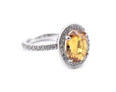 14 Karat White Gold Cognac Sapphire and Diamond Ring