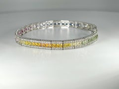 14k White Gold Colored 7.75 CTW Sapphire and 1.75 CTW Diamond Bracelet