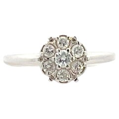 14K White Gold Contemporary Diamond Cluster Ring