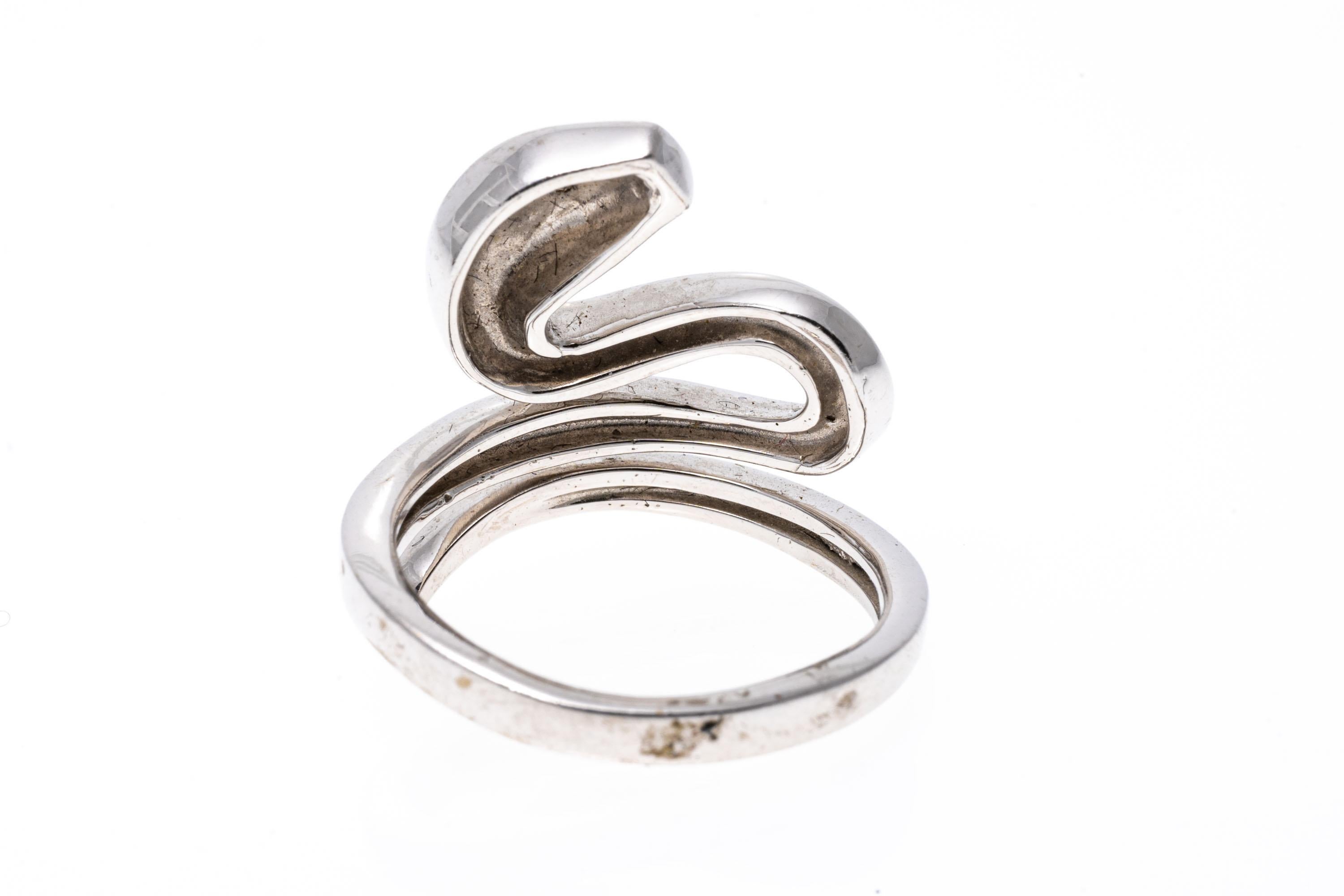 Women's 14k White Gold Contemporary Single Coil Serpent Ring For Sale