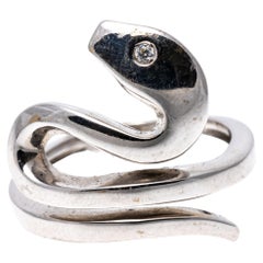 14k White Gold Contemporary Single Coil Serpent Ring