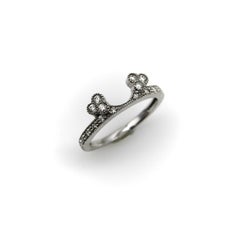 14K White Gold Contoured Wedding Band With Diamonds