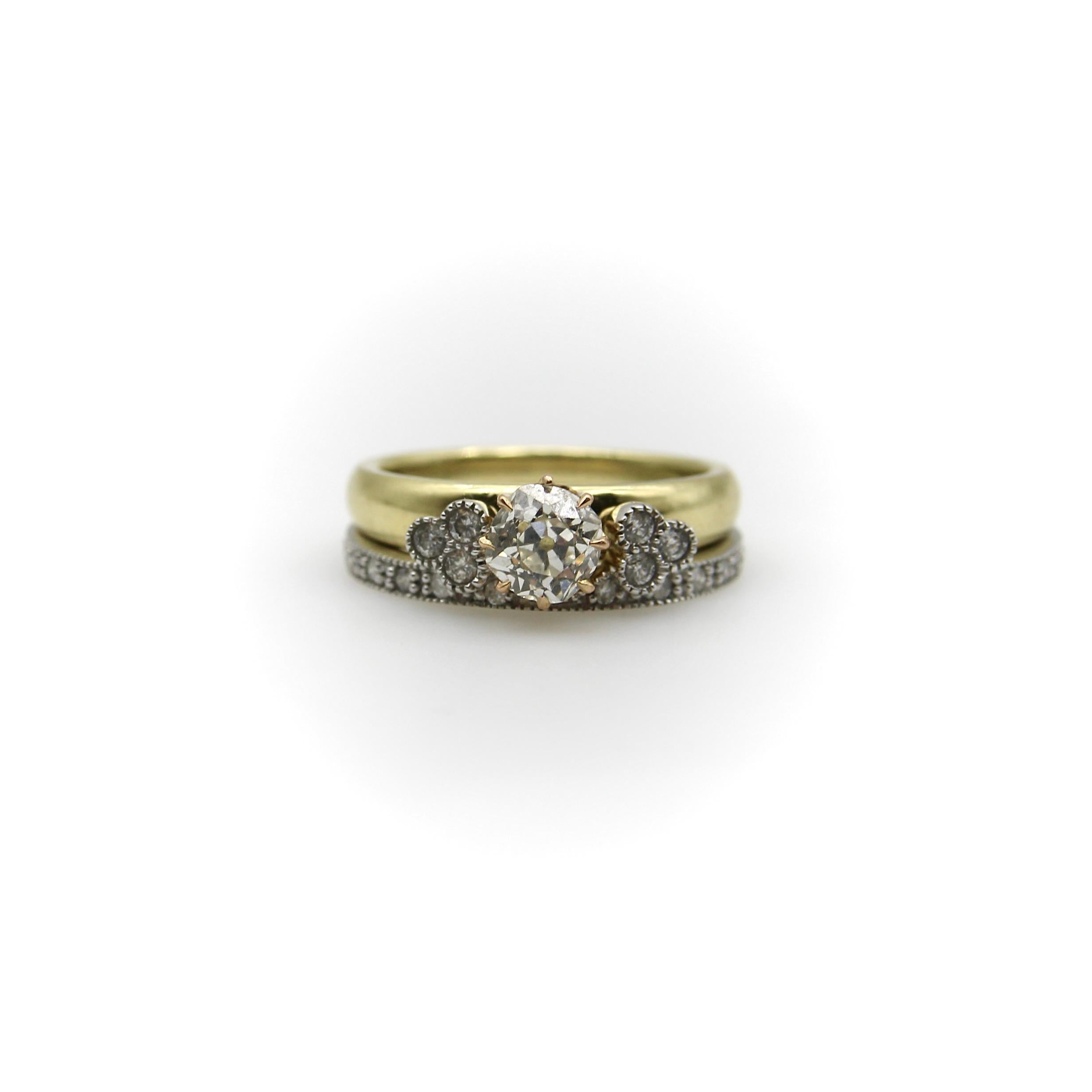 14 Karat Weißgold Contoured Ehering mit Diamanten im Zustand „Neu“ im Angebot in Venice, CA