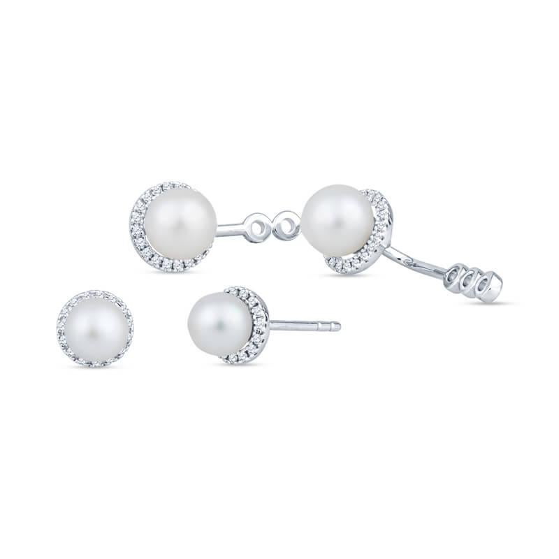 pearl earrings with diamond halo