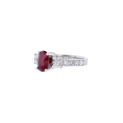 14K White Gold Corundum 'No Heat' Ruby Diamond 3.94 Carat Ring