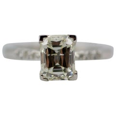 14 Karat White Gold Crisscut Emerald Cut Diamond 1.50 Carat Engagement Ring