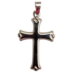 14K White Gold Cross Pendant #25324