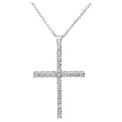 14K Weißgold Kreuz-Anhänger Halskette mit 1,83 Karat Diamanten